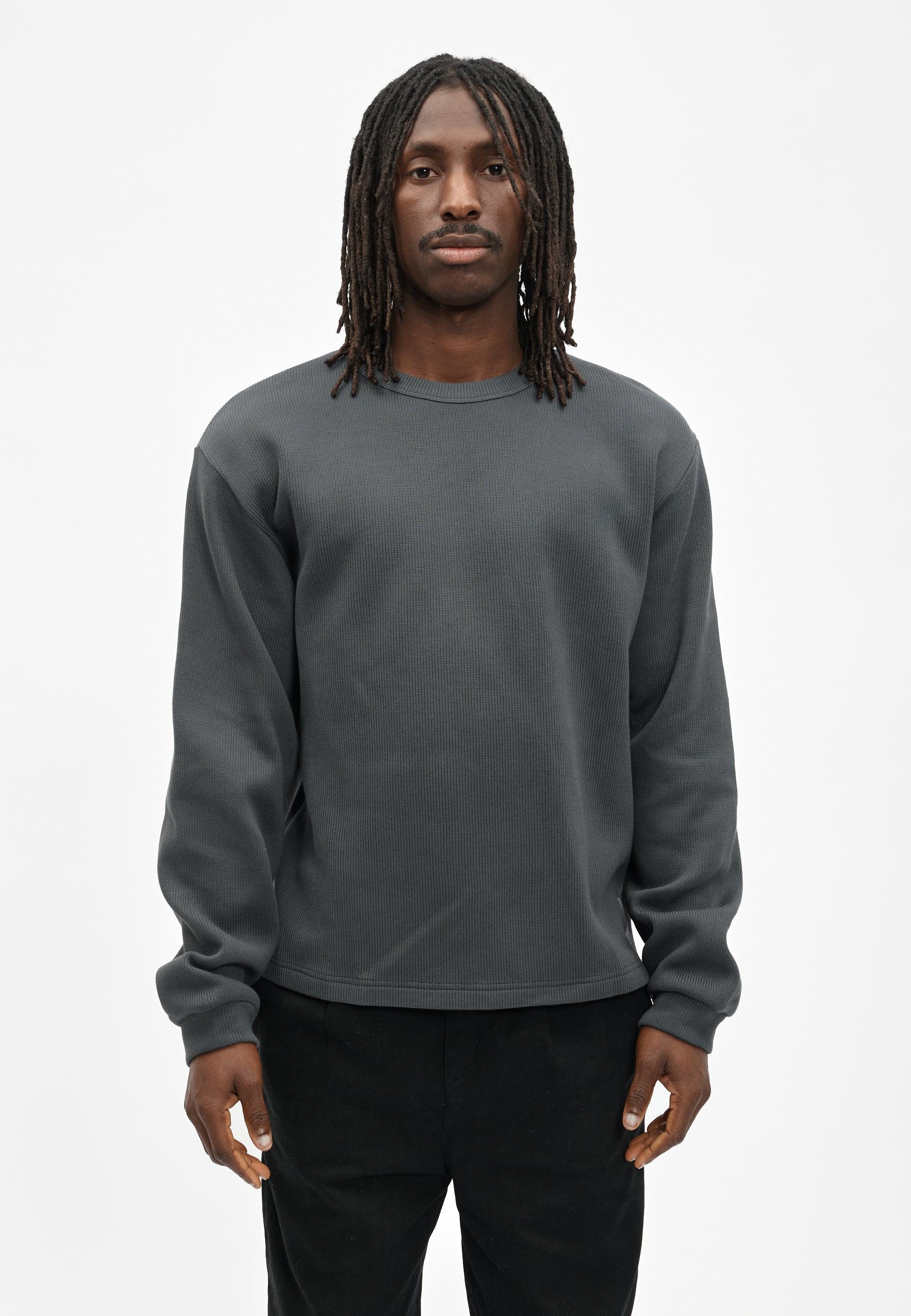 Cleptomanicx Double Crewneck Asphalt Pullover Herren grau
